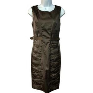 Lyce Satin Taupe Cotton Poly Blend Sheath Dress S